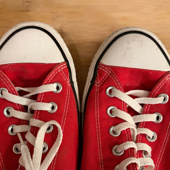 Converse Chuck Taylor Low Top Red Canvas Sneakers with White Accents - Picture 6 of 6